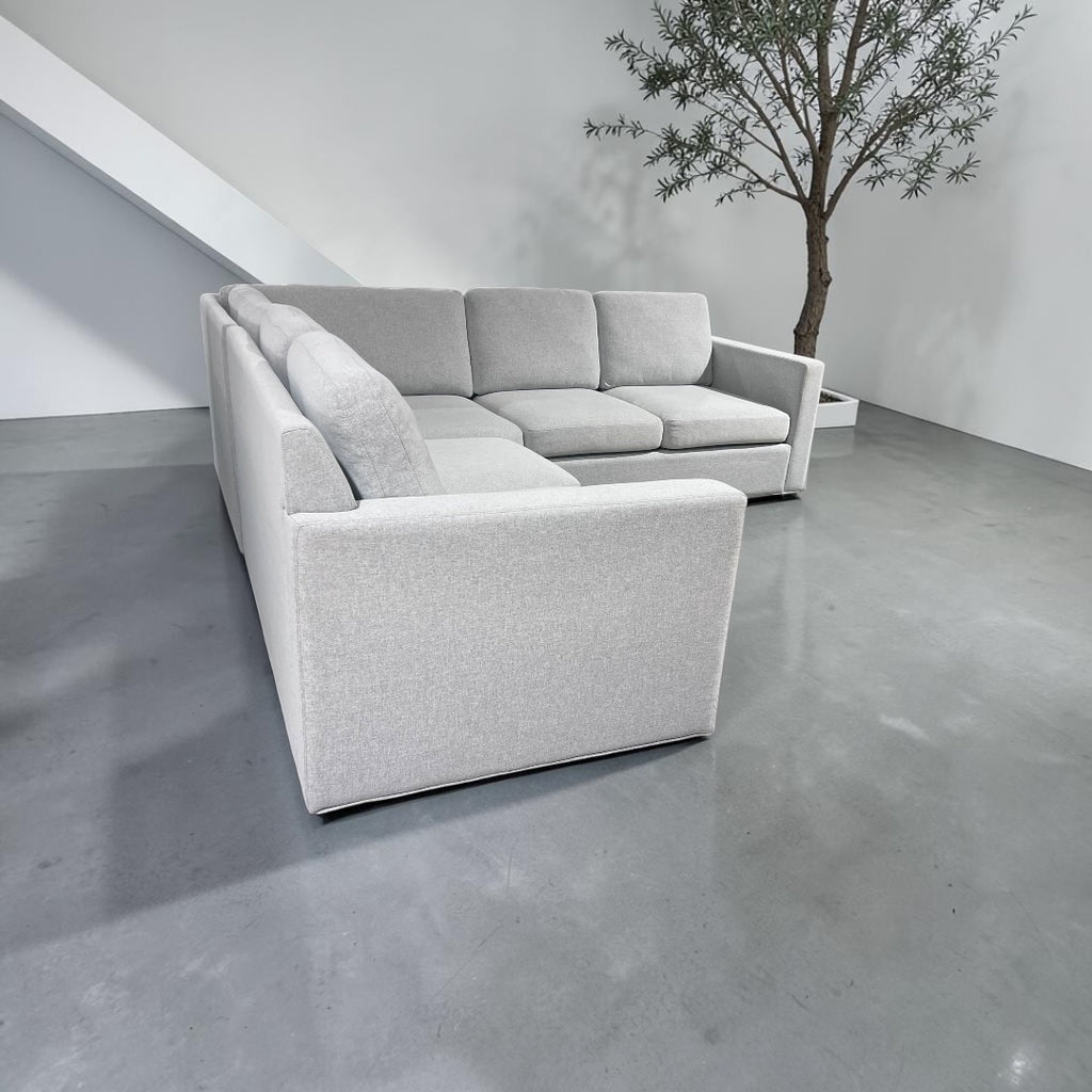Potterybarn Cameron 98”x 98” Square Arm 3-Piece L-Shaped Wedge Sectional. Memory Foam Cushions in Dove Performance Heathered Basketweave