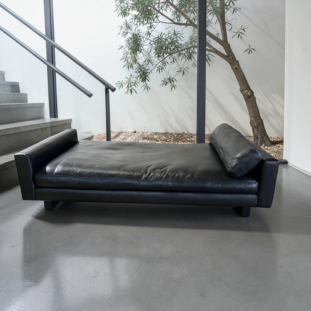 Room & Board Pierson 79” Leather Daybed, Down Blend in Onyx Leather