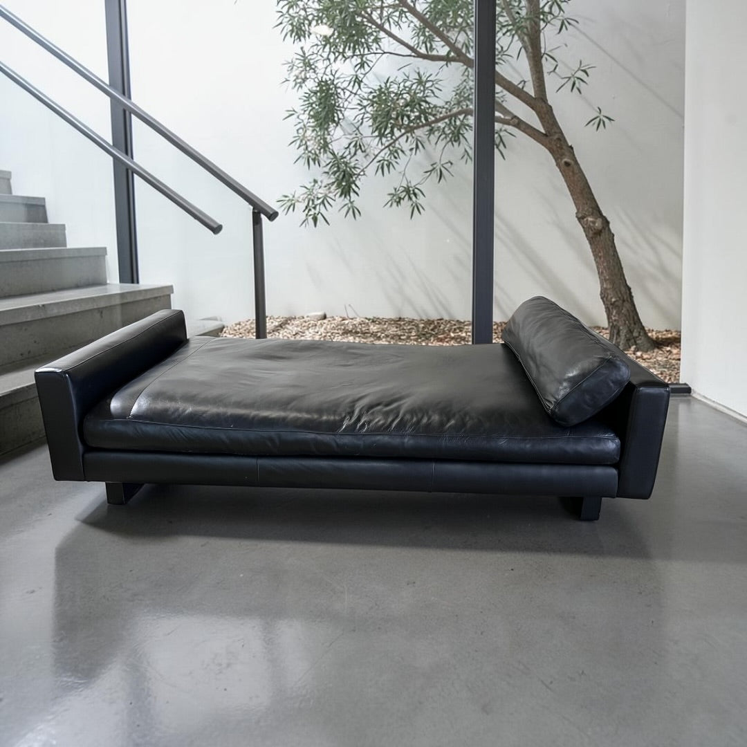 Room & Board Pierson 79” Leather Daybed, Down Blend in Onyx Leather