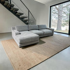 West Elm Dalton 121” 2-Piece Deep seating Sofa Chaise Sectional, Down Blend in Silver, Performance Velvet