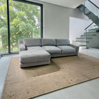 West Elm Dalton 121” 2-Piece Deep seating Sofa Chaise Sectional, Down Blend in Silver, Performance Velvet
