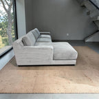 West Elm Dalton 121” 2-Piece Deep seating Sofa Chaise Sectional, Down Blend in Silver, Performance Velvet