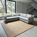 Crate & Barrel 102.5” Barrett 3-Piece L-Shaped Sectional Sofa, Down Blend Cushions in Galaxy Ice Linen Basketweave