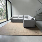 Crate & Barrel 102.5” Barrett 3-Piece L-Shaped Sectional Sofa, Down Blend Cushions in Galaxy Ice Linen Basketweave