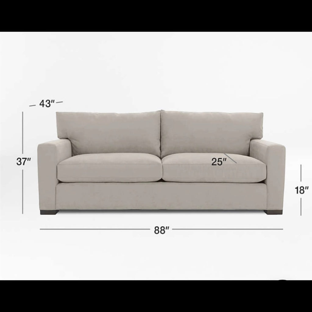 Crate & Barrel Axis 88" Sofa and Chair and a Half, Down Blend, Ascend Fabric in Pinecone