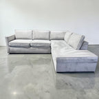 West Elm Harris 106” L Shape Sofa Chaise Sectional Down Blend in Stone Performance Velvet
