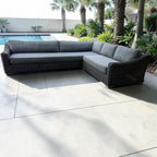 Restoration Hardware RH Provence Luxe Depth 123” x 98” Right Arm L Shape Outdoor Sectional Sofa, Perf Linen Weave and Outdoor All Weather Covers