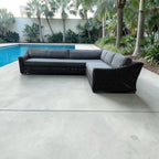Restoration Hardware RH Provence Luxe Depth 123” x 98” Right Arm L Shape Outdoor Sectional Sofa, Perf Linen Weave and Outdoor All Weather Covers