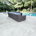 Restoration Hardware RH Provence Luxe Depth 123” x 98” Right Arm L Shape Outdoor Sectional Sofa, Perf Linen Weave and Outdoor All Weather Covers