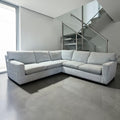 Crate & Barrel Axis113” 2 Piece, L Shape XL Deep Sofa Sectional w/ Ottoman, Down Blend Cushions in Synergy Haze Chenille