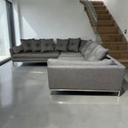 Restoration Hardware Cordoba 139” x 118” 3 Piece, XL wide Sofa Sectional, Heavy Down Blend Cushions in Charcoal Performance Linen Basketweave