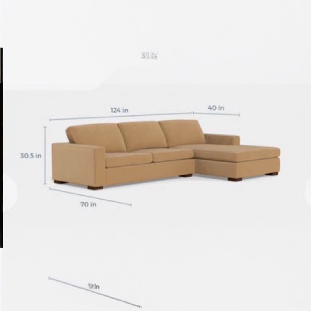 Albany Park Barton Sofa Chaise 2 Piece Sectional Sofa in Camel Tan Vegan Leather