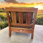 Restoration Hardware Santa Monica, Teak Outdoor Conversation Set, 4 Lounge Chairs, 2 Ottomans and a table in Natural Teak