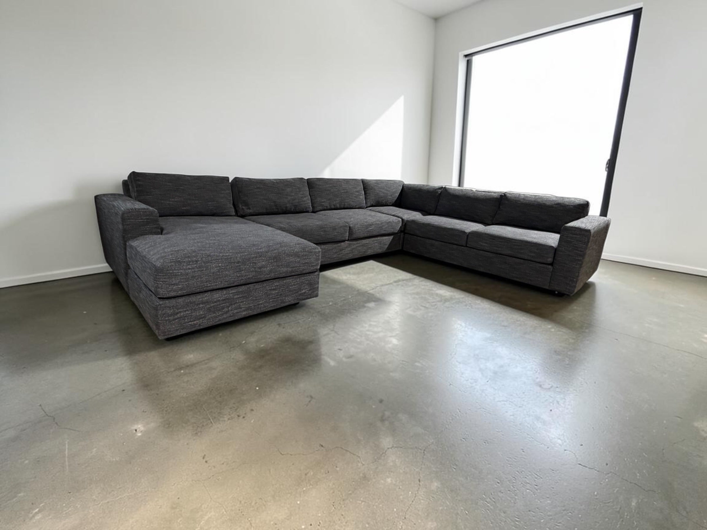 West Elm Urban 143” 4-Piece, U Shape Sofa Chaise Sectional in Galaxy Charcoal
