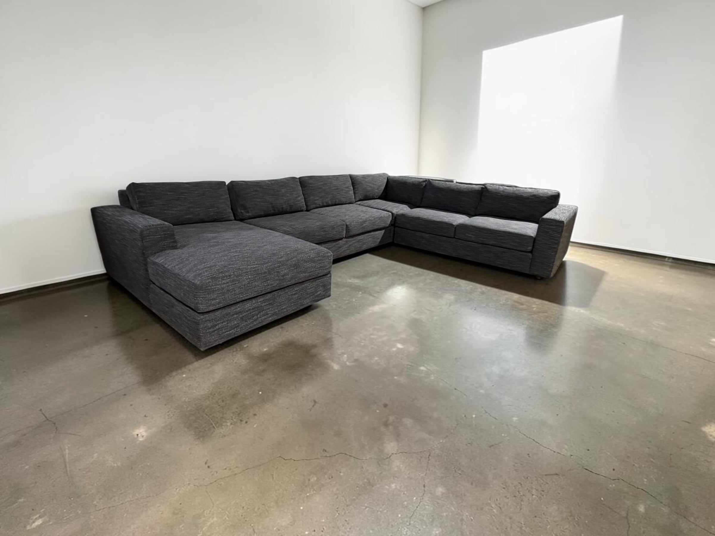 West Elm Urban 143” 4-Piece, U Shape Sofa Chaise Sectional in Galaxy Charcoal
