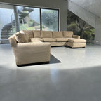 Crate & Barrel Axis 154” 4 Piece Wedge Sofa Chaise Sectional in Douglas Camel herringbone microfiber
