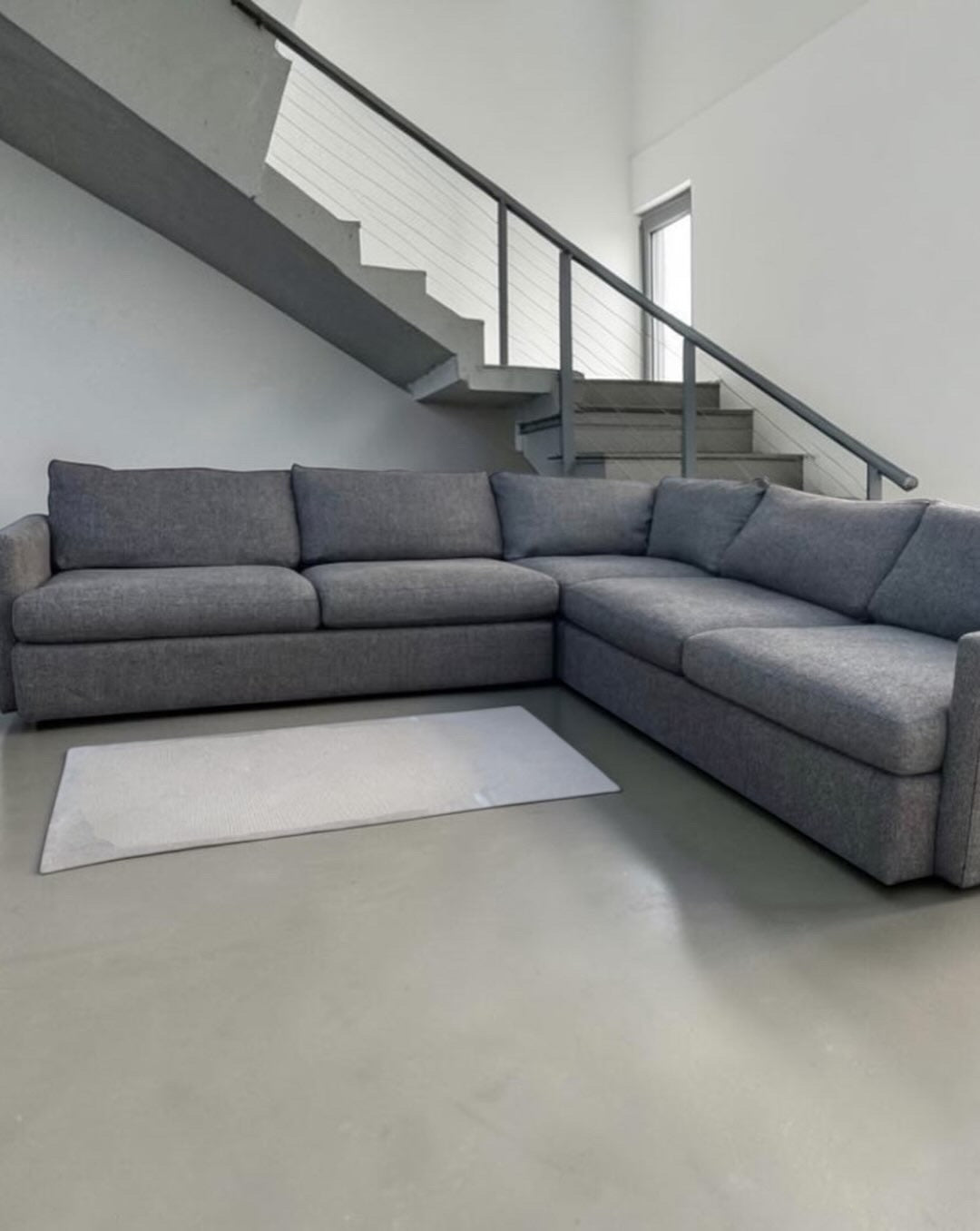 Crate & Barrel Lounge Deep 125” Sofa Sectional, down blend in Taft Truffle - Deep Seating
