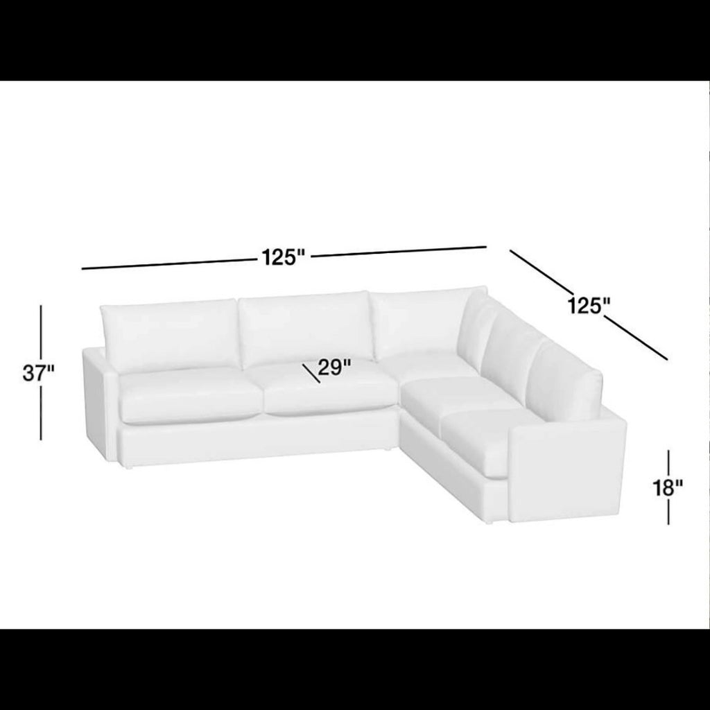 Crate & Barrel Lounge Deep 125” Sofa Sectional, down blend in Taft Truffle - Deep Seating

