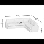 Crate & Barrel Lounge Deep 125” Sofa Sectional, down blend in Taft Truffle - Deep Seating
