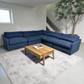 Uttermost Revelation Modular 5 Piece. L-Shape Sectional, Deep Seating with Down Blend Cushions in Ink Blue Chenille