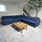 Uttermost Revelation Modular 5 Piece. L-Shape Sectional, Deep Seating with Down Blend Cushions in Ink Blue Chenille