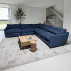 Uttermost Revelation Modular 5 Piece. L-Shape Sectional, Deep Seating with Down Blend Cushions in Ink Blue Chenille