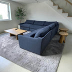 Uttermost Revelation Modular 5 Piece. L-Shape Sectional, Deep Seating with Down Blend Cushions in Ink Blue Chenille