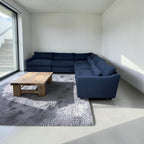 Uttermost Revelation Modular 5 Piece. L-Shape Sectional, Deep Seating with Down Blend Cushions in Ink Blue Chenille