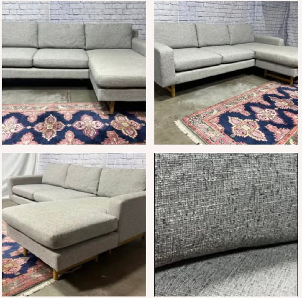West Elm Eddy Reversible chaise (92”) 2-Piece Sofa Chaise Sectional in Pearl Gray Deco Weave
