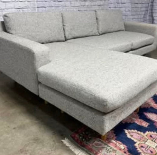 West Elm Eddy Reversible chaise (92”) 2-Piece Sofa Chaise Sectional in Pearl Gray Deco Weave