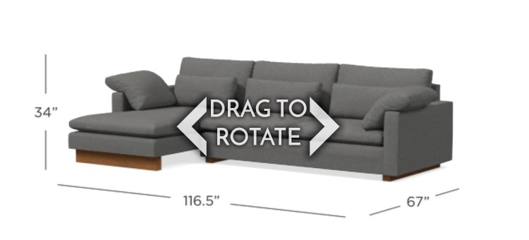 West Elm Harmony 117" Sofa Chaise Sectional in Heathered Gray