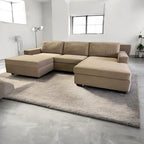 Albany Park 122" Barton Sofa Chaise Sectional in Camel Tan Performance Velvet