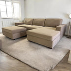 Albany Park 122" Barton Sofa Chaise Sectional in Camel Tan Performance Velvet