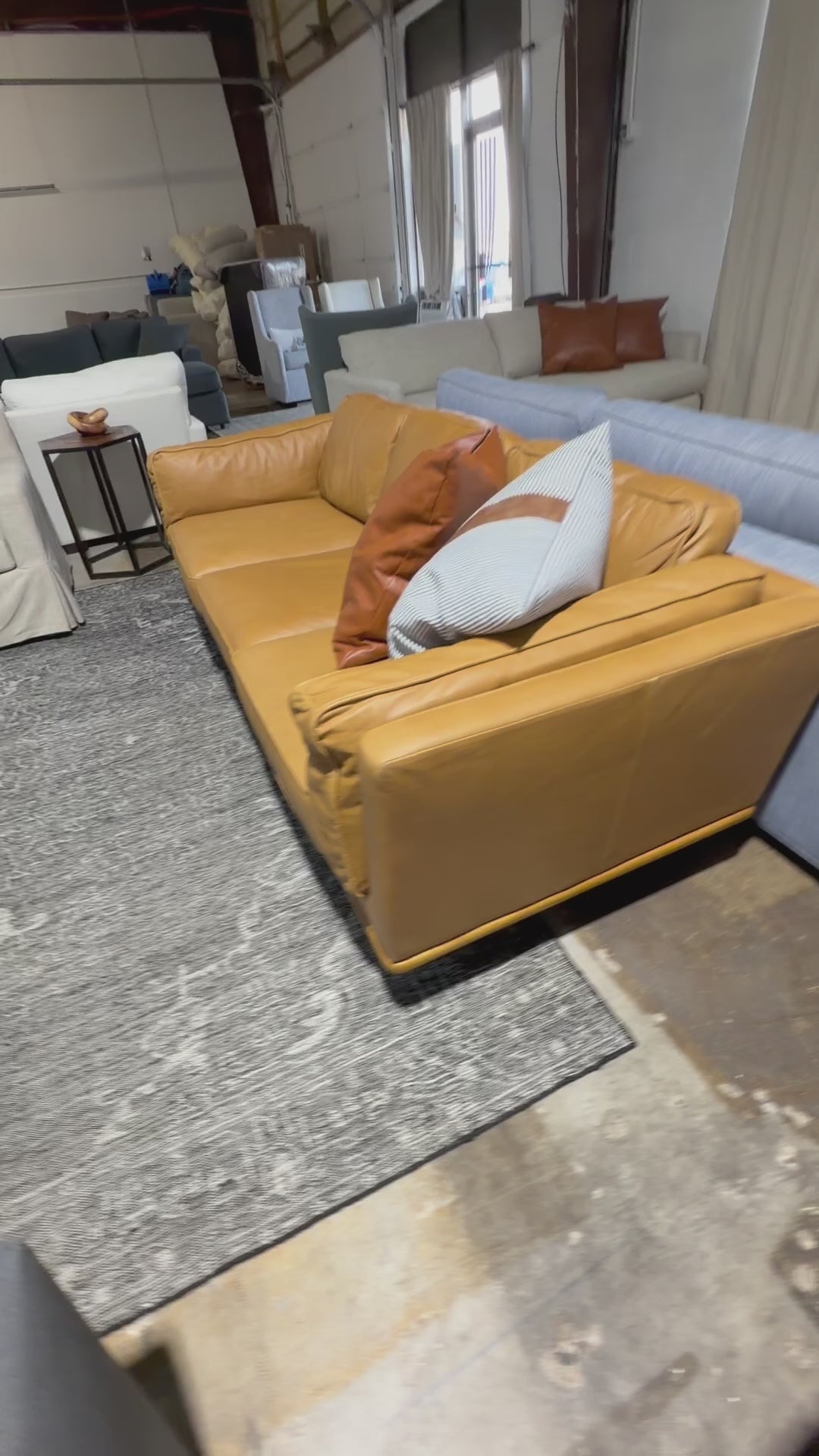 Article Sven 90” Sofa in Cognac Leather.