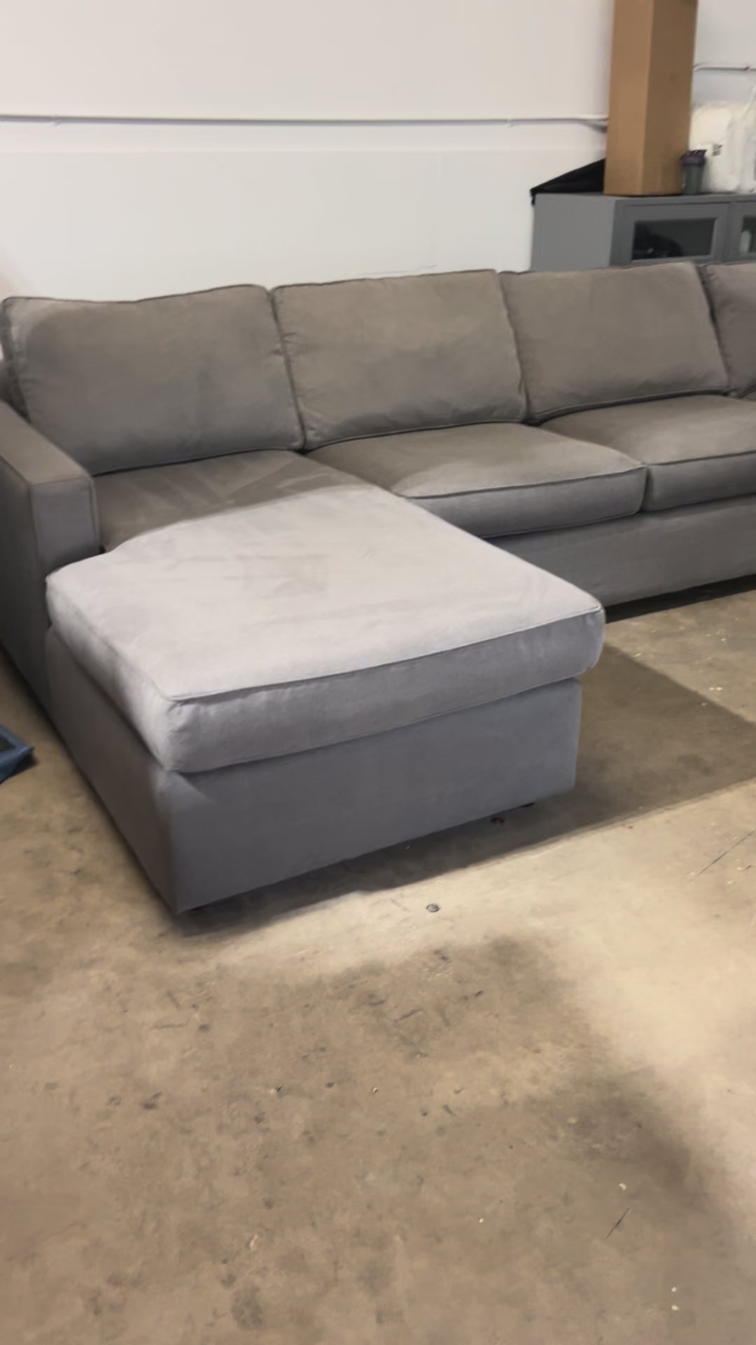 Room & Board York 136” 4 Piece U Shape Sofa Chaise Sectional Down Blend, Performance Dawson Cement