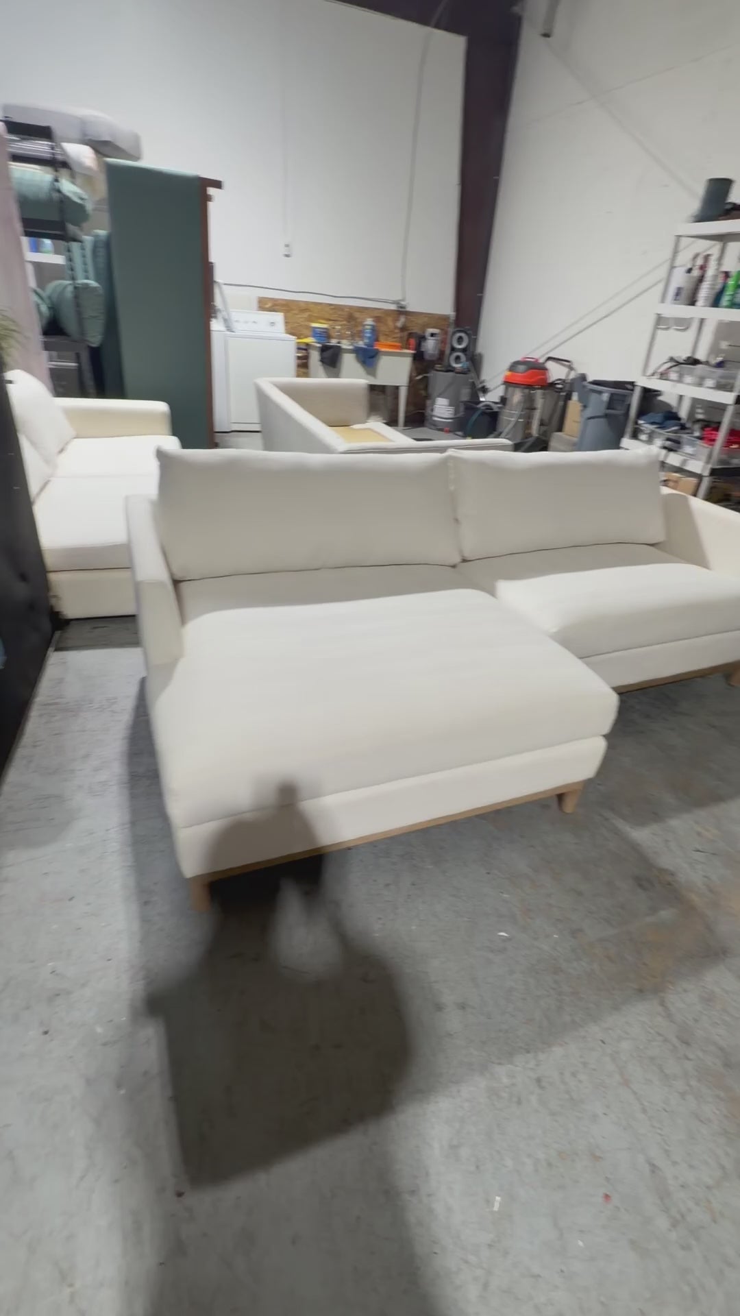 Potterybarn Theo 100" Sofa Chaise Sectional in Snow canvas Linen weave