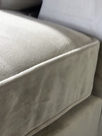 West Elm Harris 106” L Shape Sofa Chaise Sectional Down Blend in Stone Performance Velvet