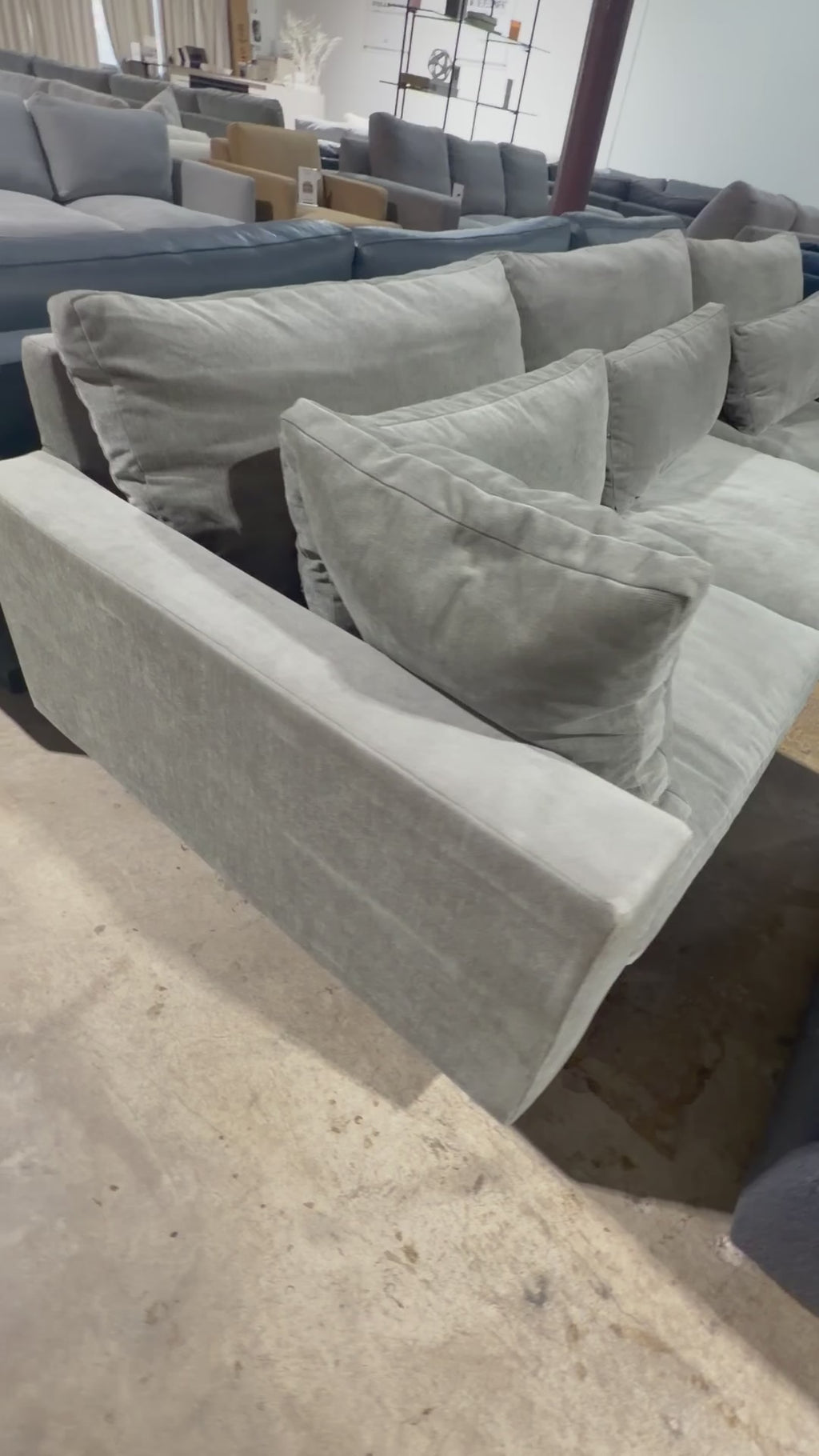 West Elm Harmony 117” 2-Piece Sofa Chaise Sectional in Mineral Gray Distressed Velvet