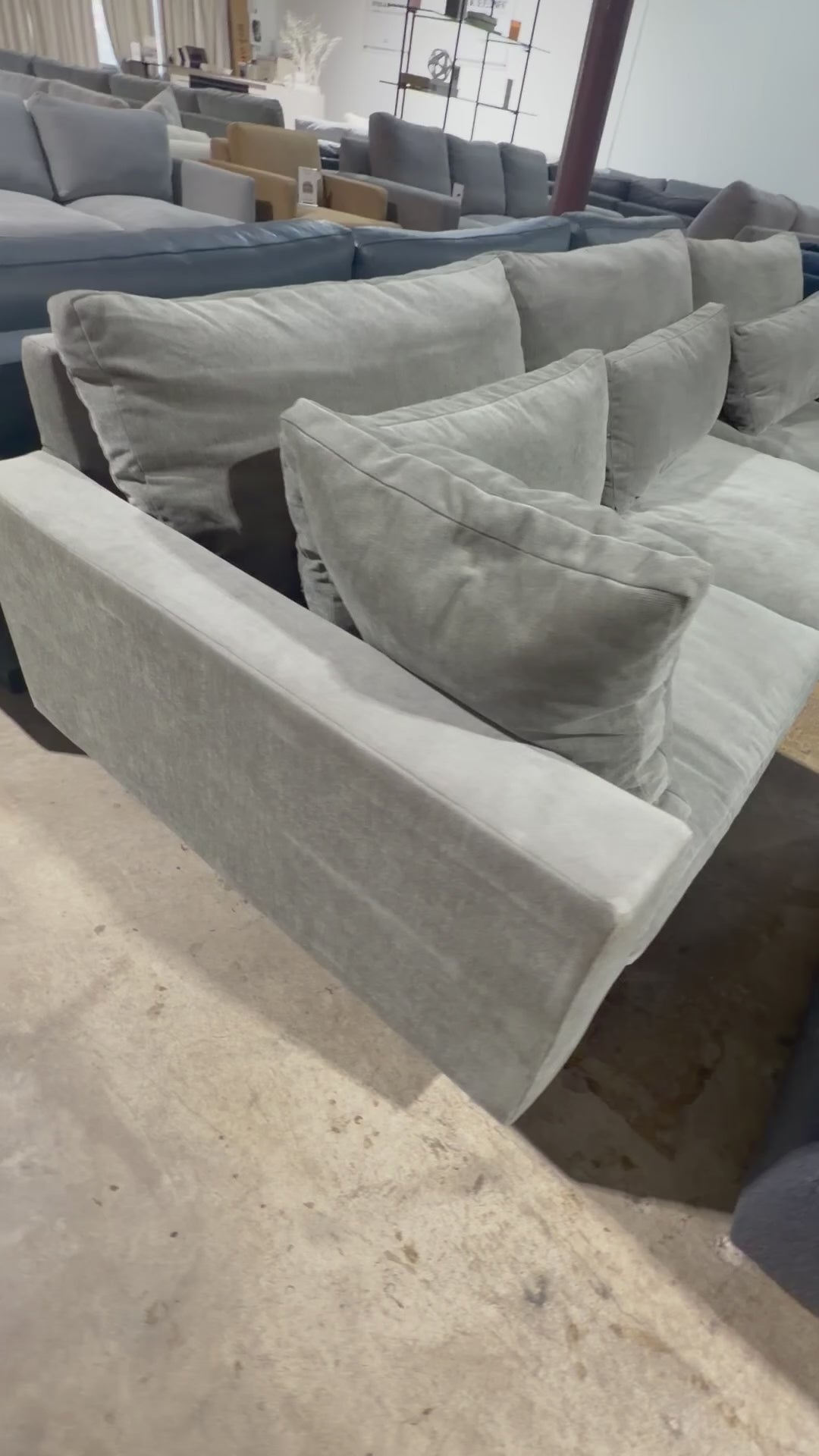 West Elm Harmony 117” 2-Piece Sofa Chaise Sectional in Mineral Gray Distressed Velvet