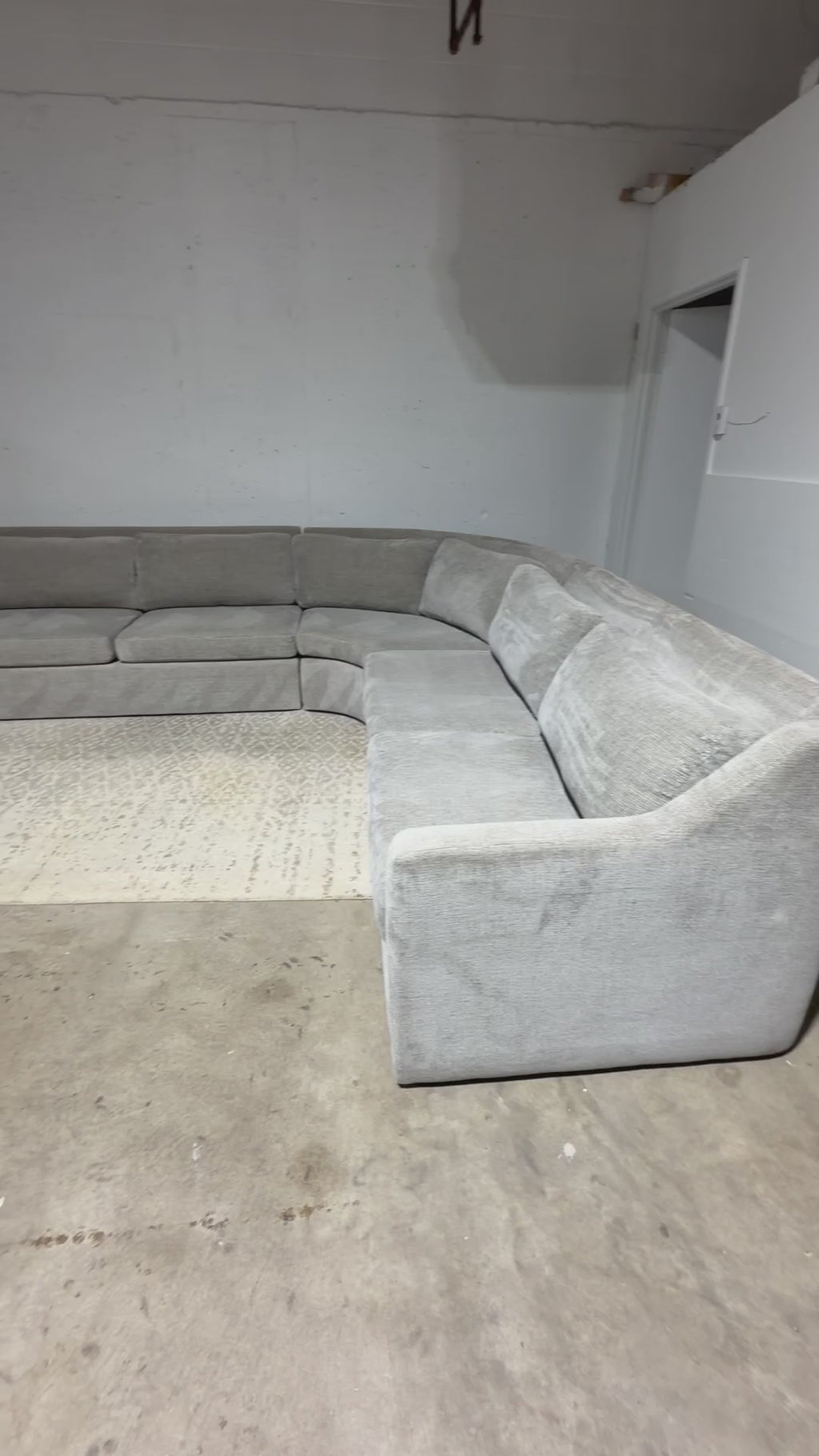 Crate & Barrel Notch 128.5" Curved 3 Piece Sectional in Hansel Storm