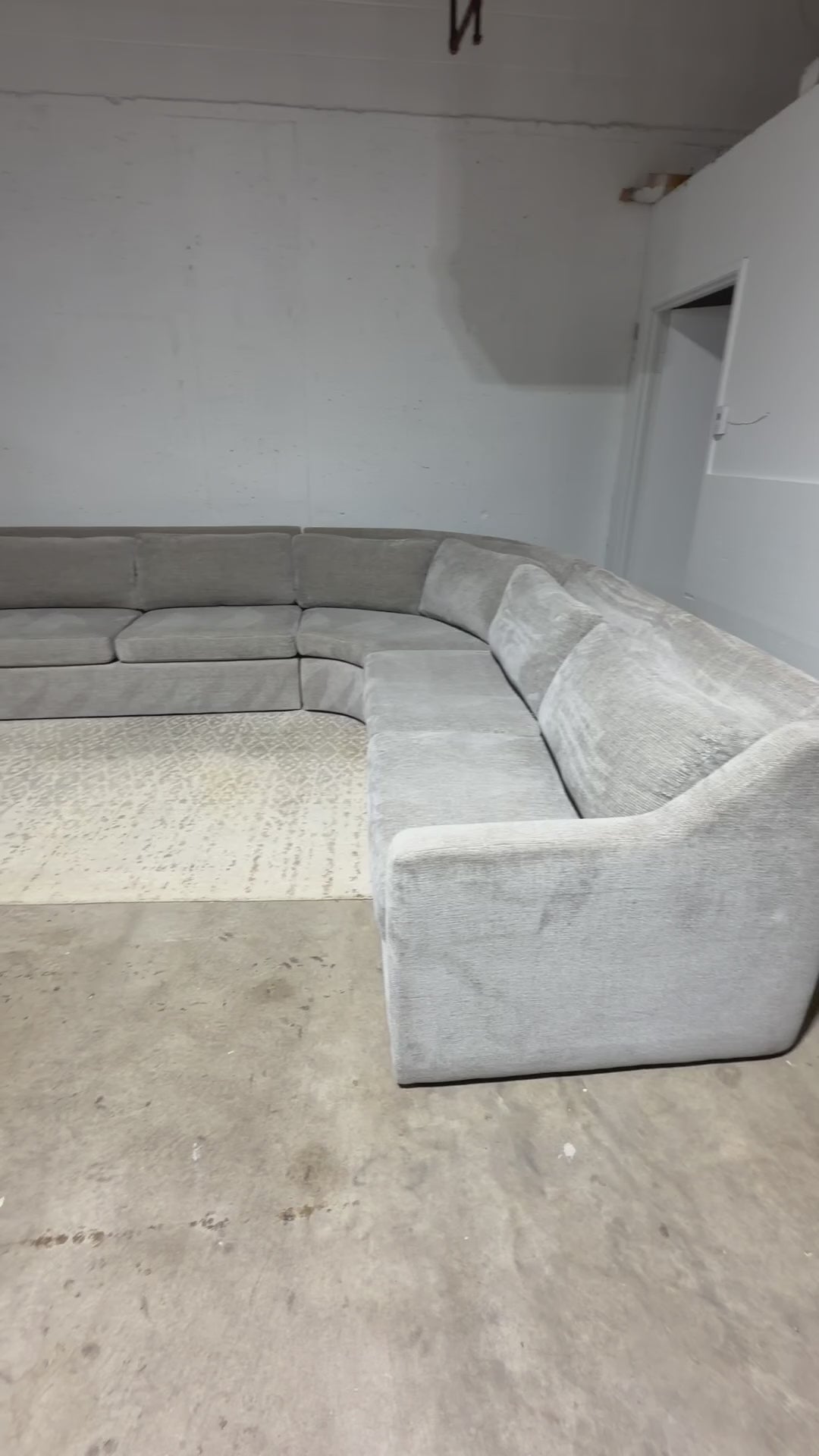 Crate & Barrel Notch 128.5" Curved 3 Piece Sectional in Hansel Storm