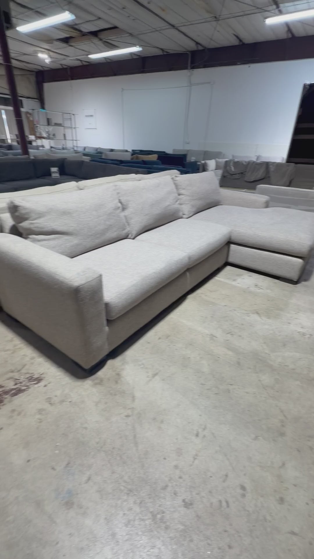 Room & Board Metro 120” 2 Piece Sofa Chaise Sectional in Tatum Gray