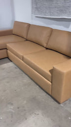 Albany Park Barton Sofa Chaise 2 Piece Sectional Sofa in Camel Tan Vegan Leather