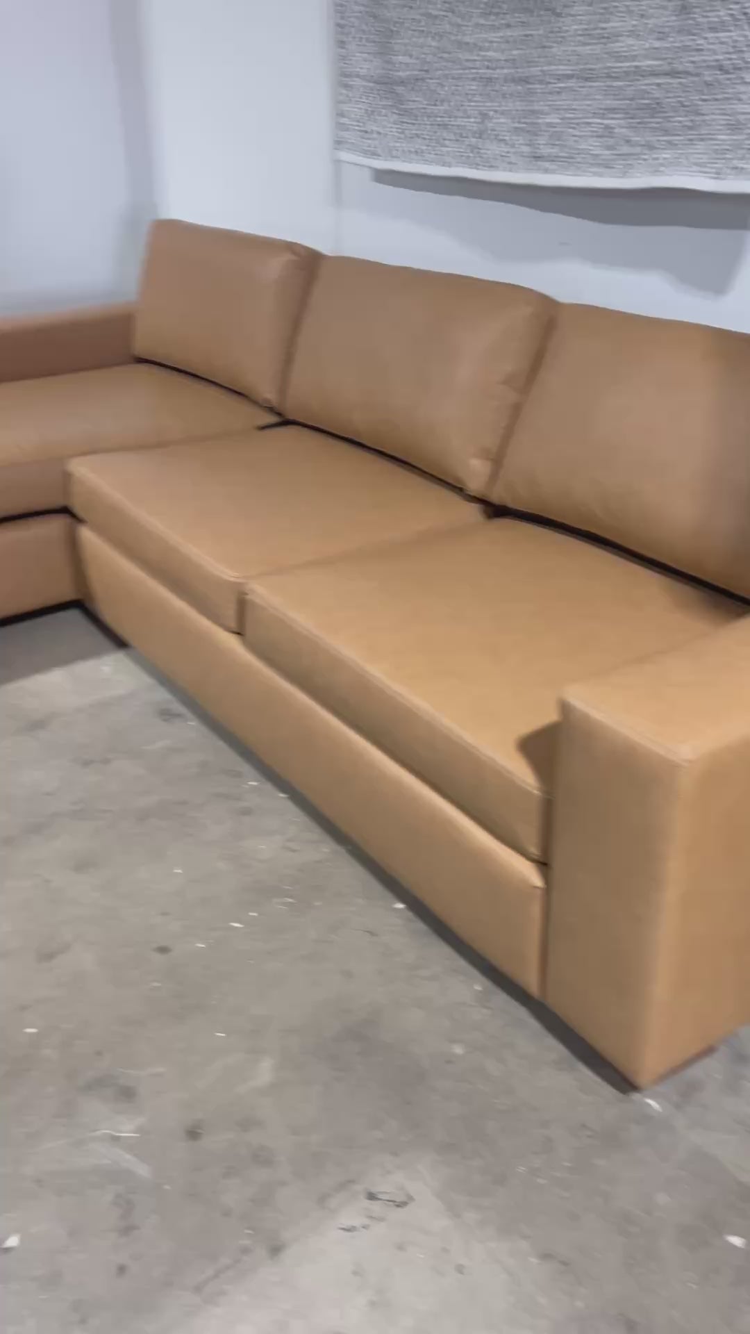 Albany Park Barton Sofa Chaise 2 Piece Sectional Sofa in Camel Tan Vegan Leather