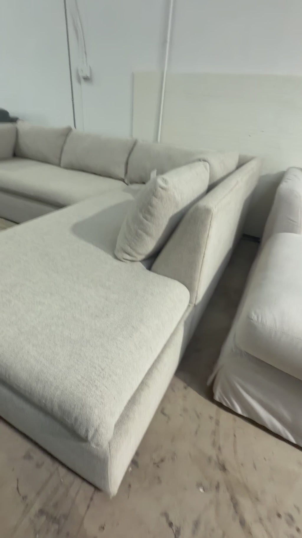 West Elm Shelter 105” Sectional Sofa in Gravel Twill