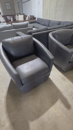 Room & Board Ford Swivel Chairs in Laino Slate Leathe