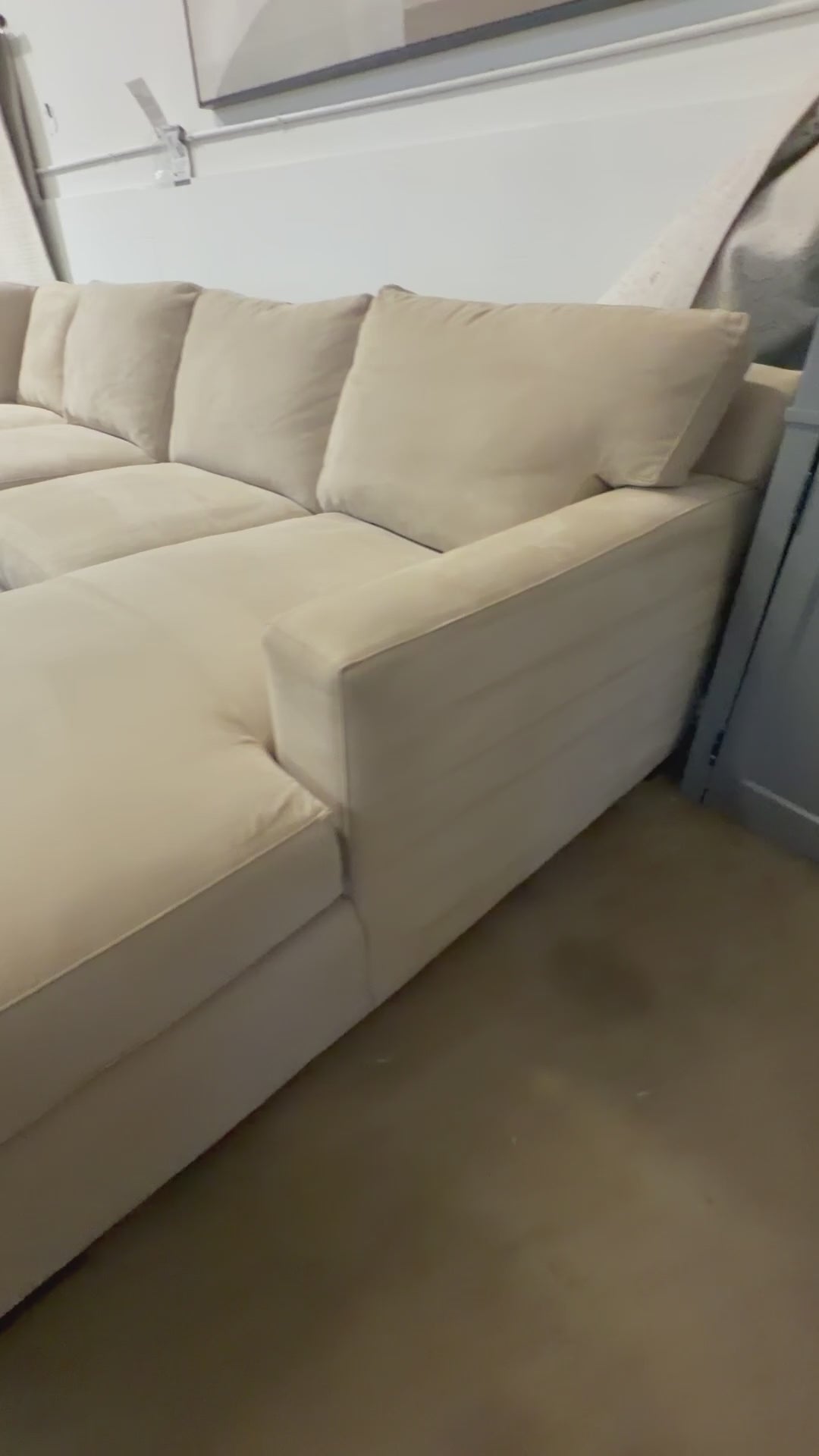 Crate & Barrel Axis 154” 4 Piece Wedge Sofa Chaise Sectional in Douglas Camel herringbone microfiber