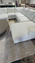 Potterybarn Turner Double Chaise U Shape Sectional in Alabaster, Performance Heathered Basketweave