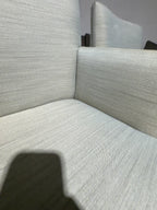 Room & Board Glass Dining Table and 4 chairs in Conley Slate