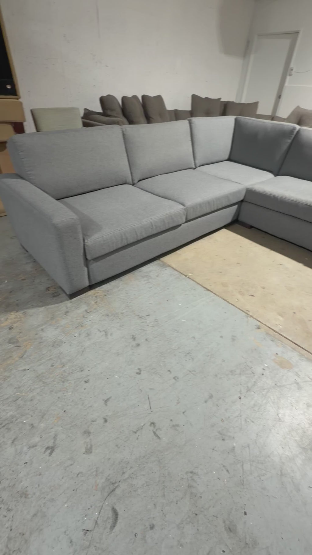 Joybird Anton 114” 3 Piece L Shape Corner Sofa Sectional in Essence Ash